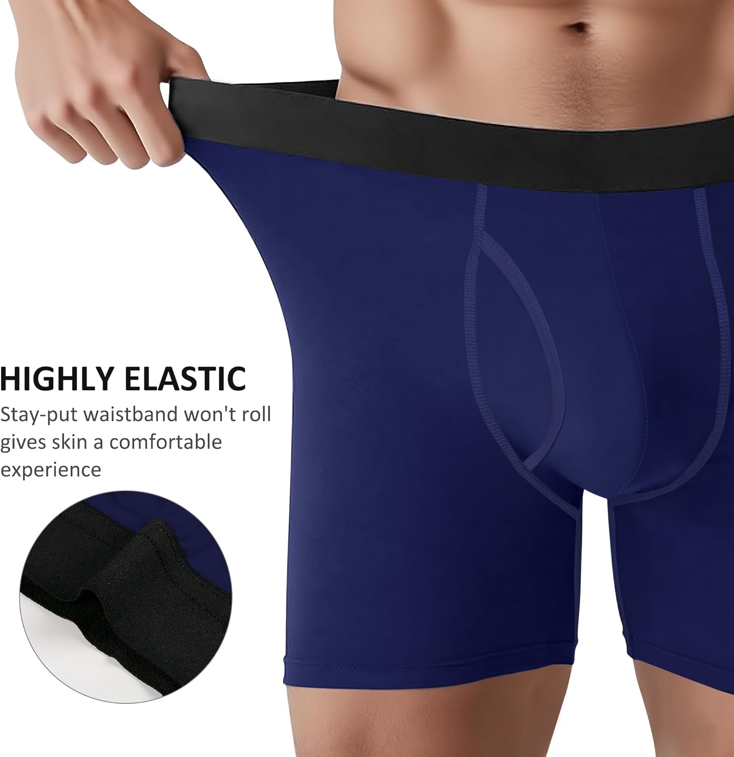 Men’s Boxer Briefs 6-Pack – Ultra-Soft Viscose Underwear, Breathable Moisture-Wicking Fabric, No Ride-Up Fit - Image 2