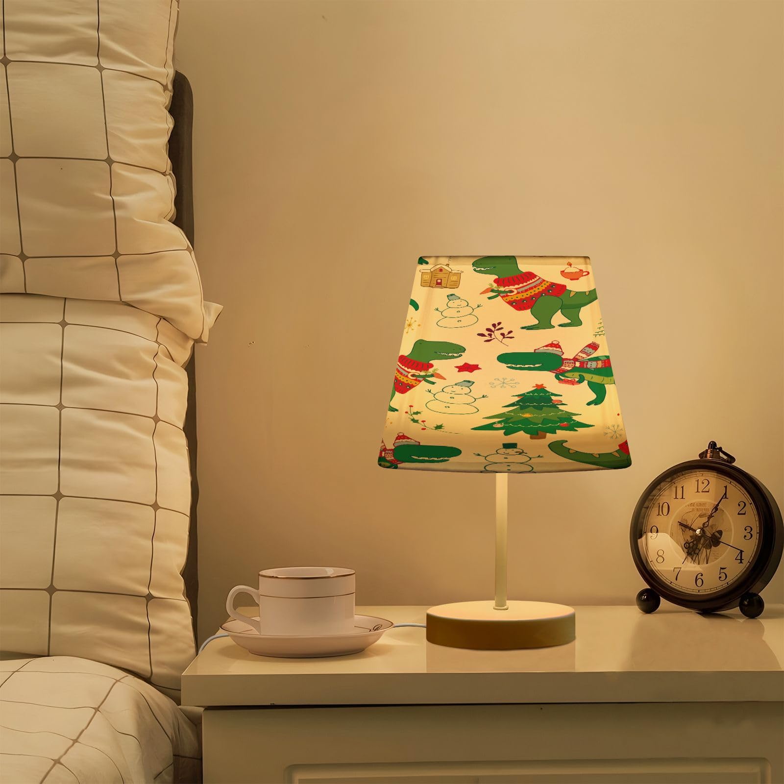 Mnsruu Lámparas de mesita de noche con puertos USB, lindas lámparas de escritorio de dinosaurio de Navidad para dormitorio, sala de estar, oficina, M