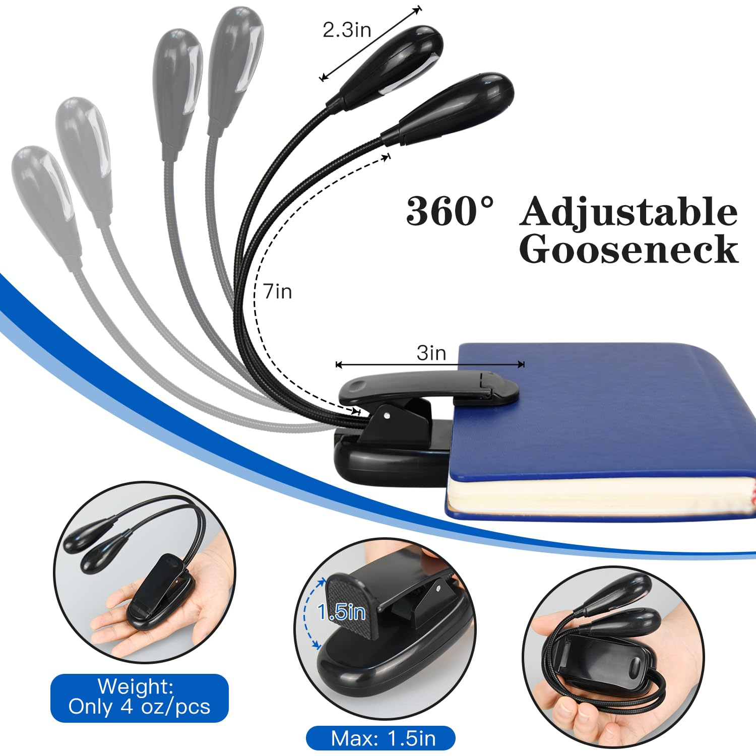 DkOvn Leggio per spartiti con luce di supporto, leggio regolabile con borsa per il trasporto, ricaricabile tramite USB, 8 LED, per lettura, chitarra, violino (leggio e luce)
