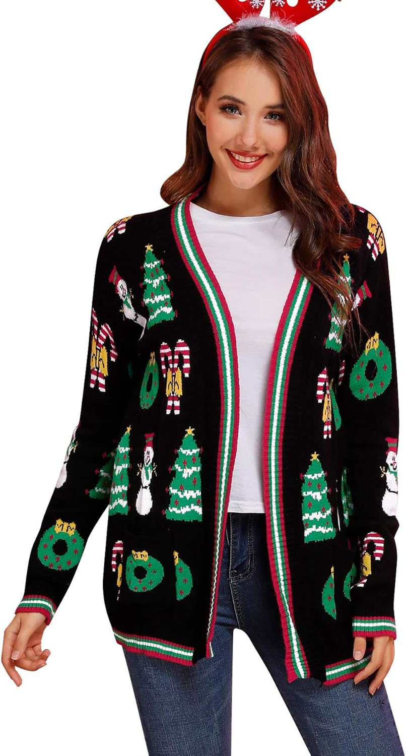 open front christmas sweater