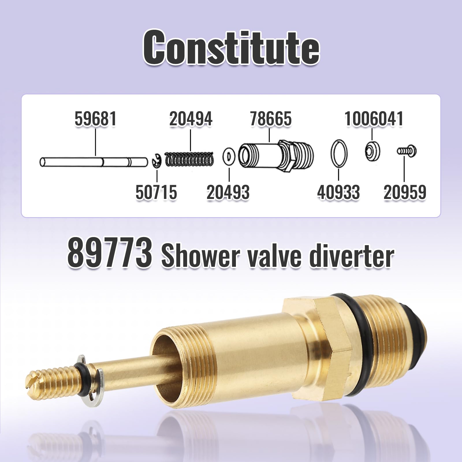 Shower Diverter Stem Compatible with Kohler 89773, Faucet Diverter Shower Diverter Stem Compatible with Kohler 89773, Faucet Diverter