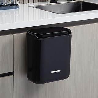Compost Bin Hanging Trash Can with Lid Under Sink for Kitchen, Food Waste Bin for Countertop with Lid, Mountable Garbage Can for Bathroom, RV, 8L/2.6Gal