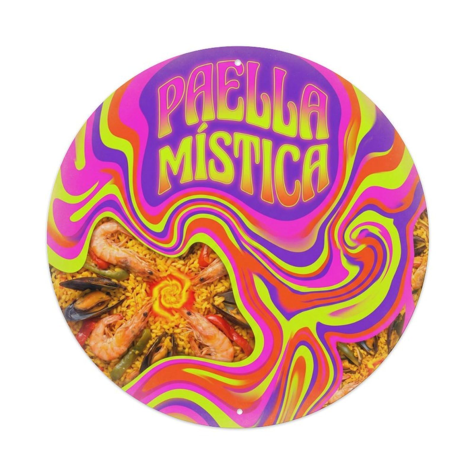 Paella Valenciana Psychedelic Spanish Cuisine Metal Tin Sign