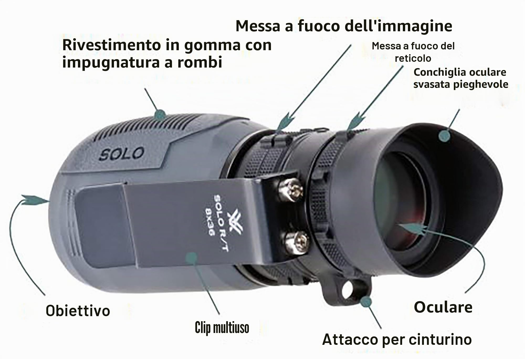 Vortex Solo Tactical R/T 8X36 Monocular with Reticle Focus, SOL-3608-RT, Schwarz, 8x36 R/T