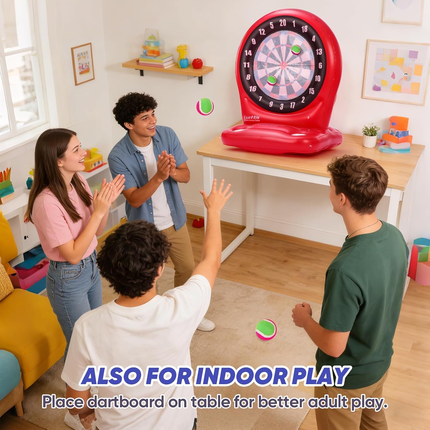 Inflatable Dart Toss Pool Toy Set, Giant Pool Game for Kids Ages 8–12, Teens & Adults, Floating Dart Board Water Toy with 4 Balls, Fun Summer Pool Party, Indoor/Outdoor Play