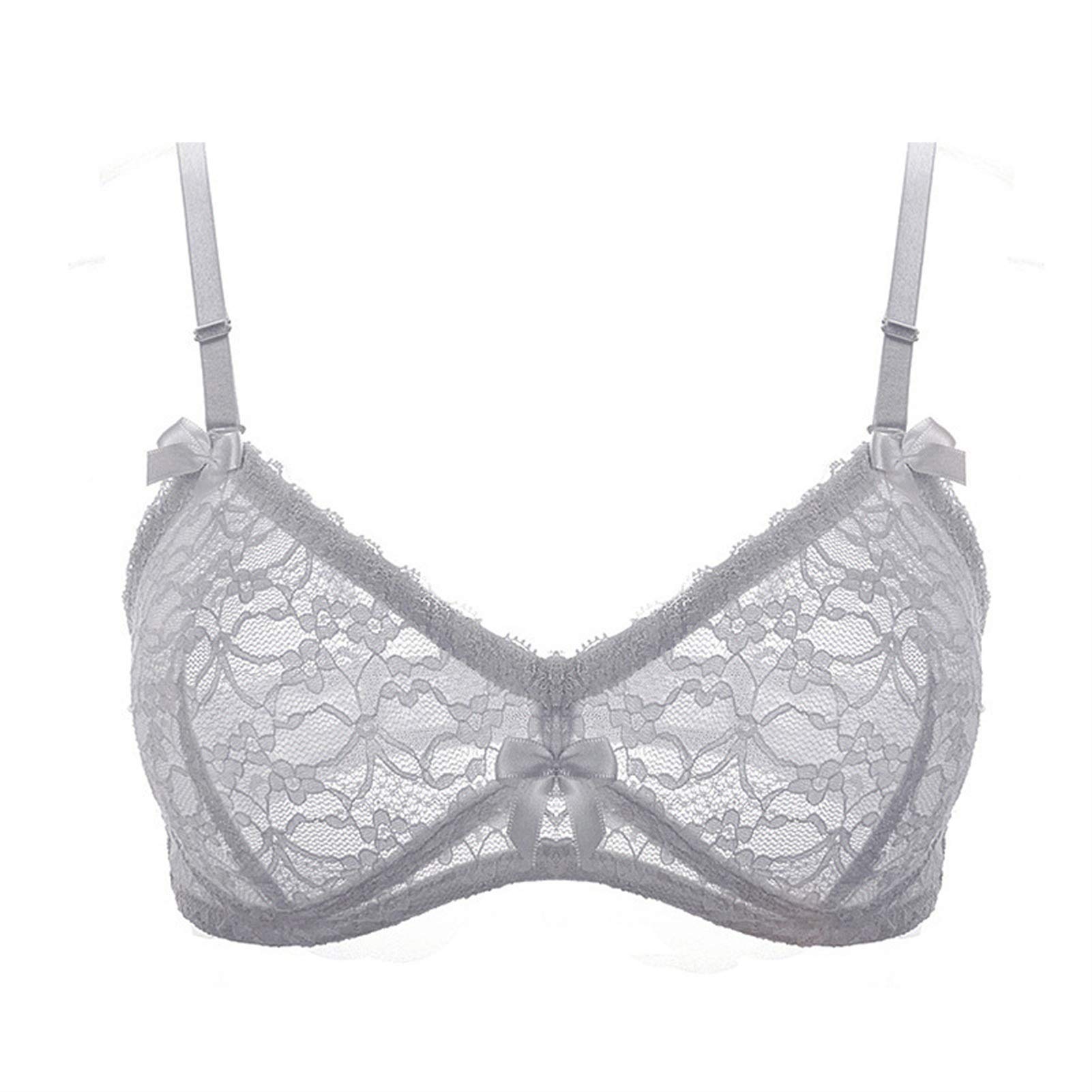 WENJUN Sujetadores push up para mujer de talla grande, encaje ultrafino sin costuras, sujetador de lencería sin alambre, cobertura completa todos los días (color: gris, tamaño: 70E)