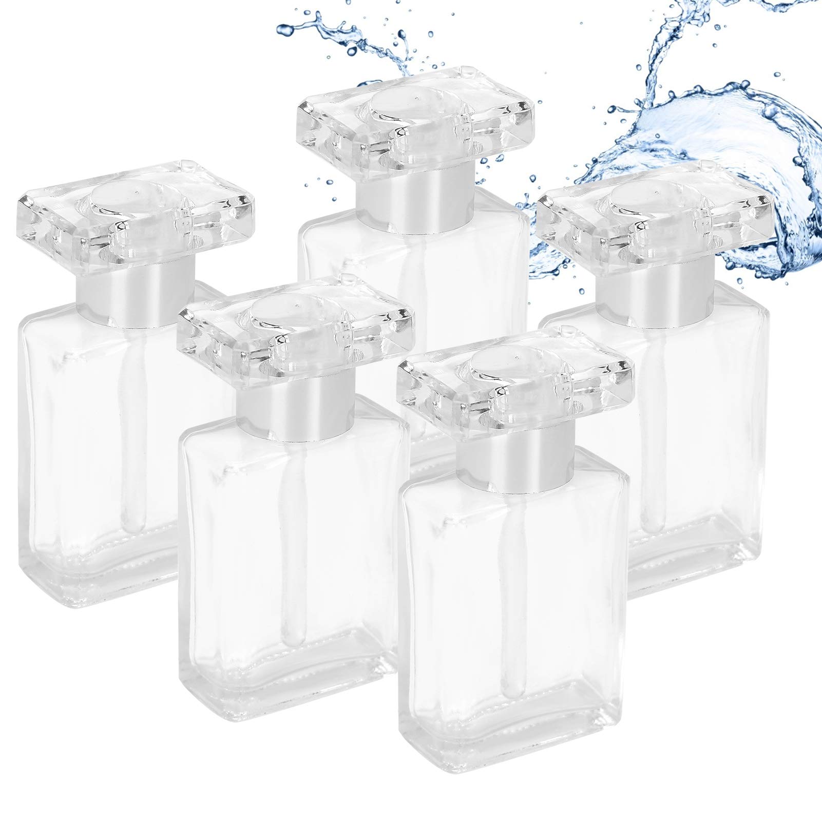 5pcs Refillable Perfume Bottles, Empty Transparent Glass Essential Oil Bottle with Sprayer, Travel Portable Refillable Bottle for Perfume, Essence Oil