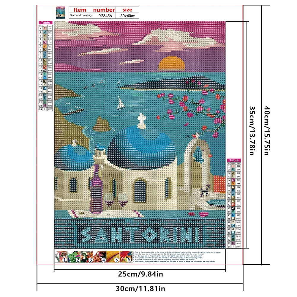DCIDBEI 30x40CM||DCIDBE DIY 4 Pezzi 5D Diamond Painting Rotondo/Pittura Diamante Citt脿 Artigianato Decorazione Parete Domestica Regalo per Famiglia/Matrimonio/Compleanno/Poster Viaggio