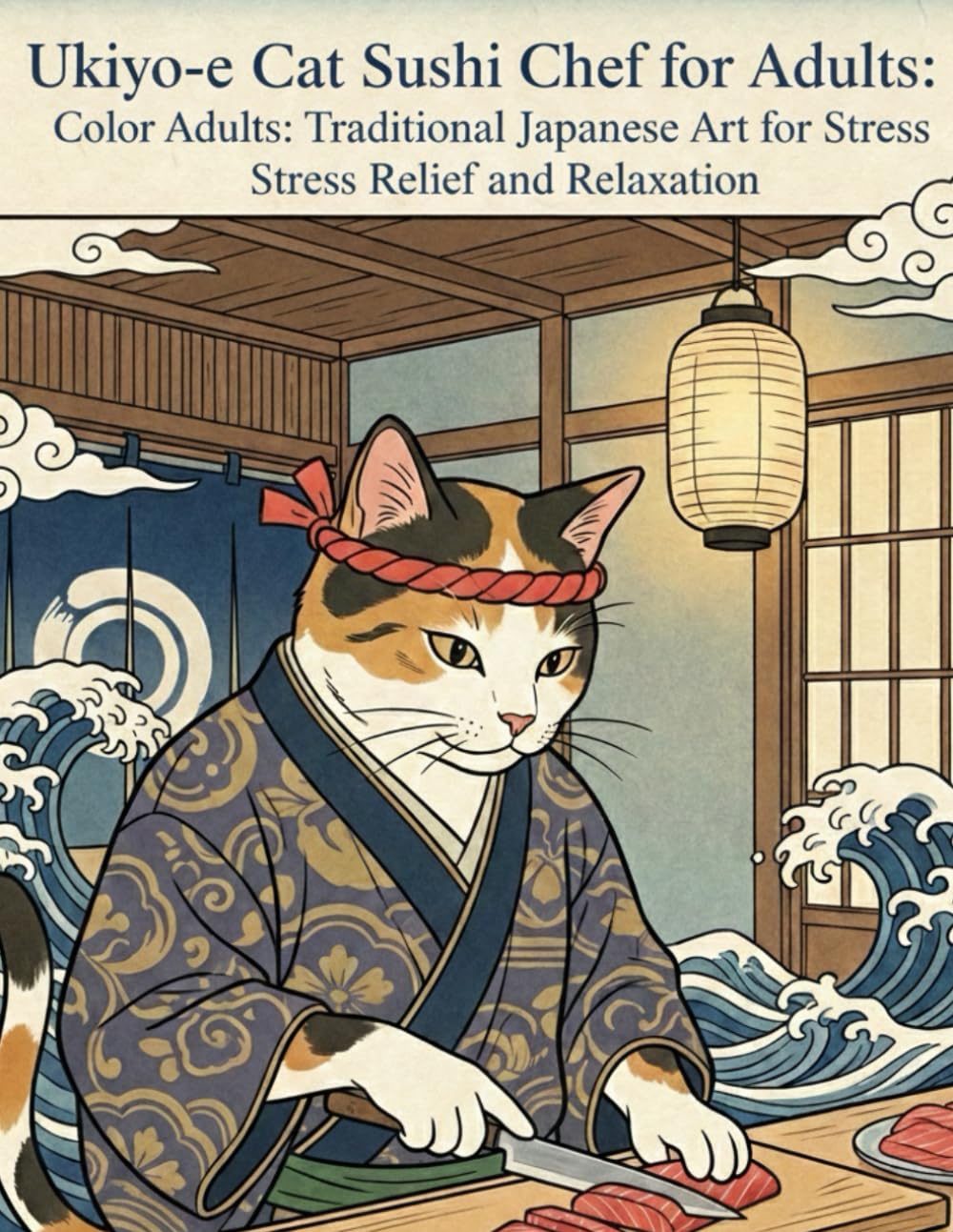 Ukiyo-e Ukiyo-e Cat Sushi Chef Coloring Book for Adults: Traditional Japanese Art for Stress Relief and Relaxation: Japanese Art / Woodblock Print / ... Relief / Mindfulness / Ukiyo-e Cat Sushi Chef