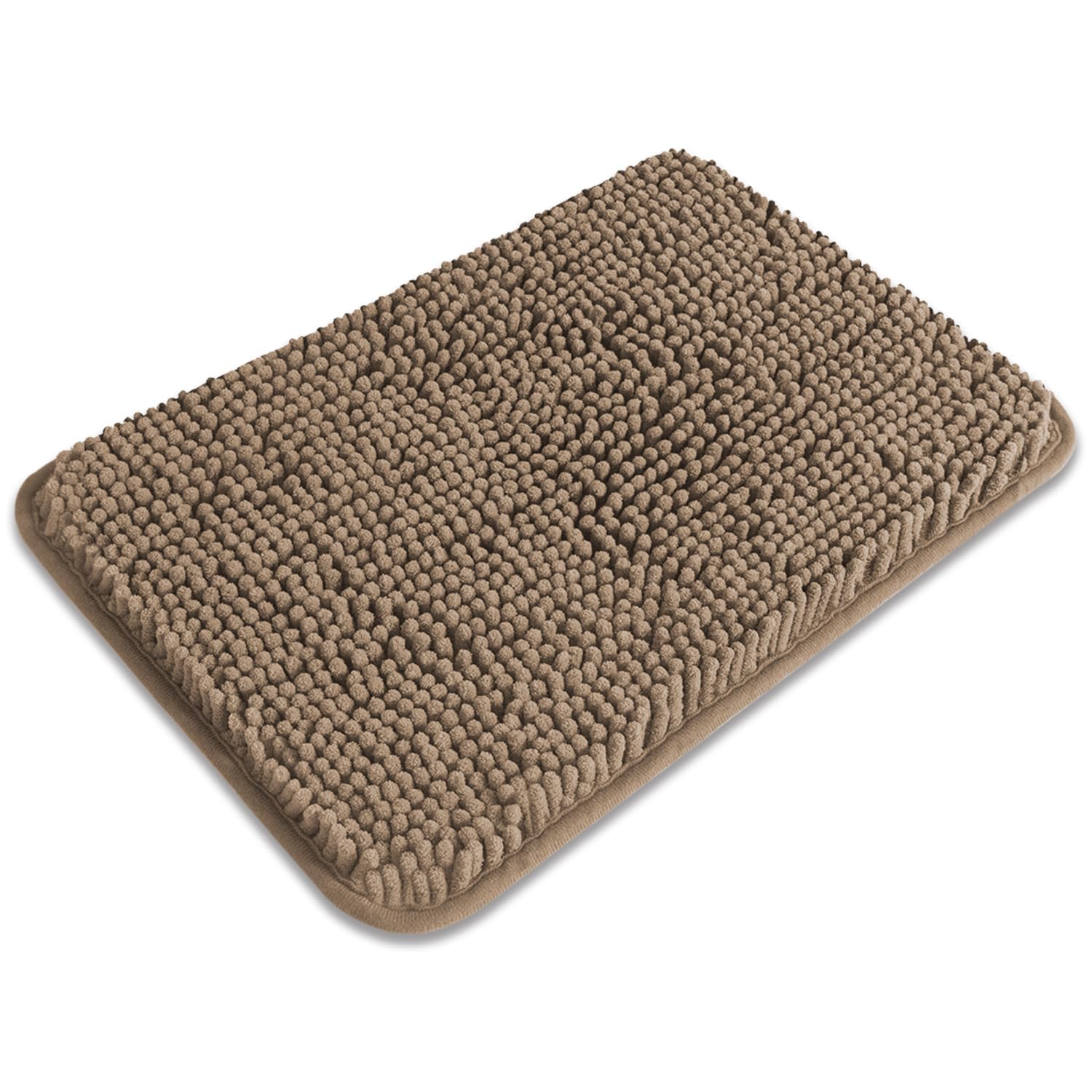 PureSwan Small Bathroom Rug 12"x18" – Washable and Absorbent Bath Mat, Non Slip, Thick Soft Chenille Bath Rugs for Bathroom, Shower, Sink, Dog mat(Taupe) — image 1