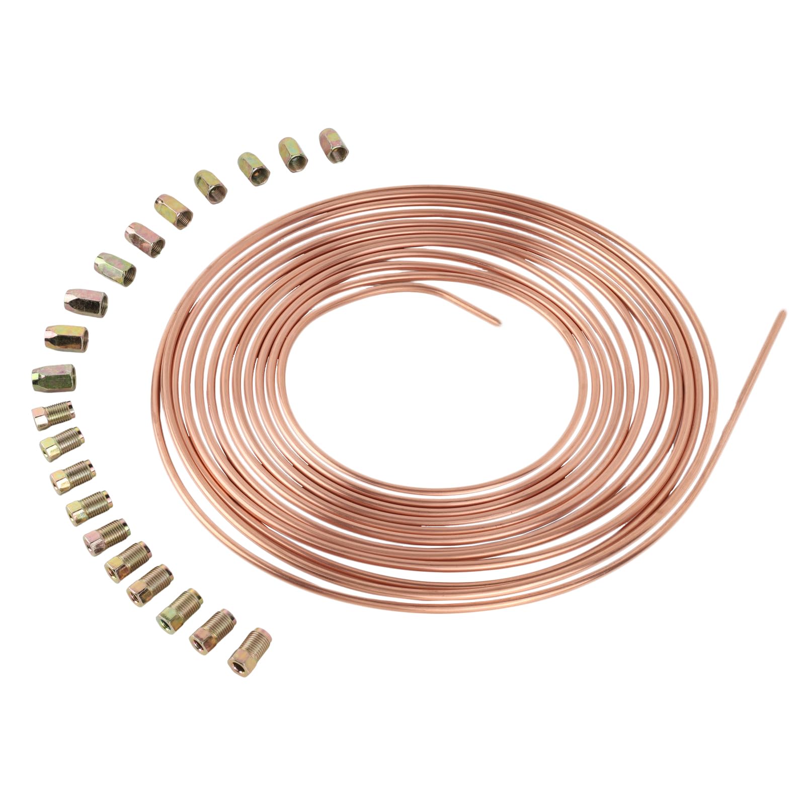 10 m Tubo del freno rivestito in rame per auto 3/16" 4,75 mm Kit di ricambio per auto Tubi flessibili Tubo in rame pronto per l'installazione Set freni completo con 20 dadi