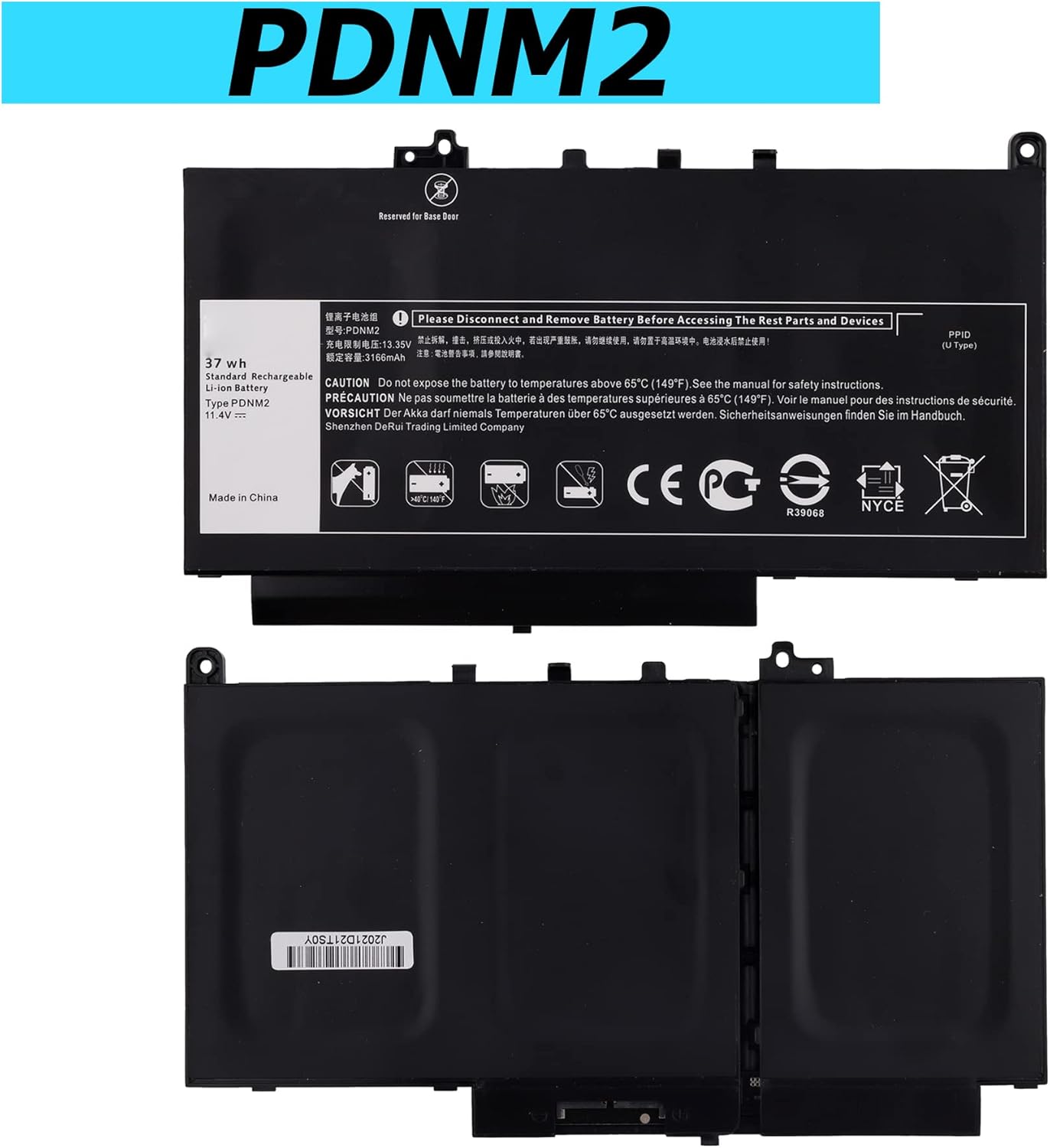 PDNM2 37Wh Laptop Battery Compatible with Dell Latitude 12 E7270 P26S001 E7470 P61G001 Series Ultrabook Notebook 579TY F1KTM 0F1KTM V6VMN 0V6VMN