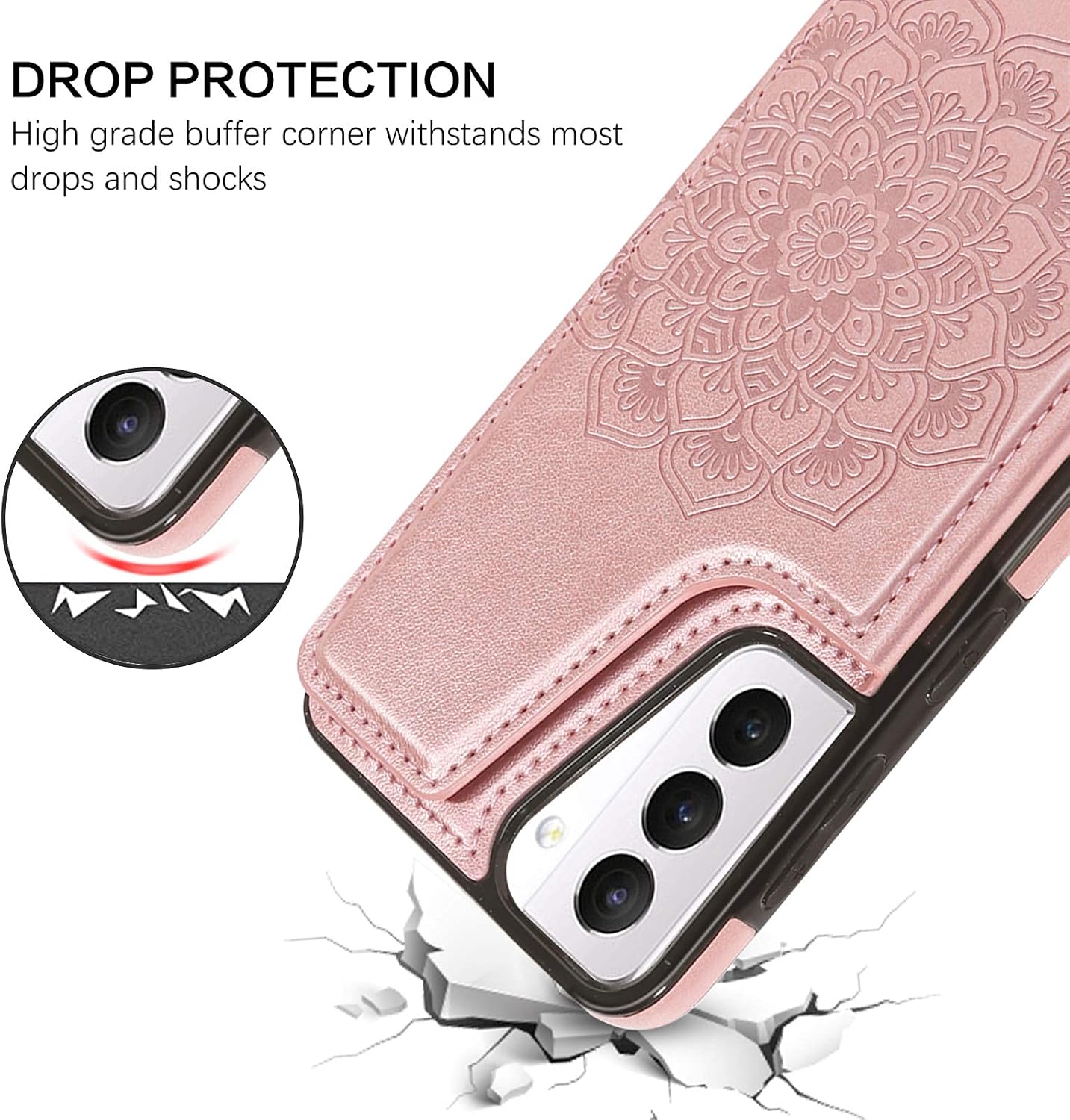 BENTOBEN Compatible with Samsung Galaxy S21 Plus Case, PU Leather Heavy Duty Rugged Shockproof Protective Cases with Card Slots Cash Holder Phone Case for Galaxy S21 Plus 6.7" 5G 2021, Rose Gold