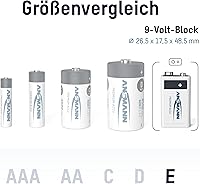 Vista 3 de ANSMANN Baterías recargables de 9 V 300 mAh precargadas de baja autodescarga NiMH batería de 9 voltios Batería de 9 V (paquete de 4)