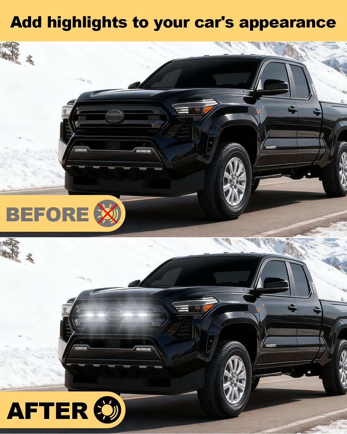 Front Bumper LED Grill Lights for Toyota Tacoma 2026 2025 2024 Raptor Marker Lights Bars fit SR SR5 OEM Grille 4th Gen Tacoma Exterior Accessories (White) - Image 3