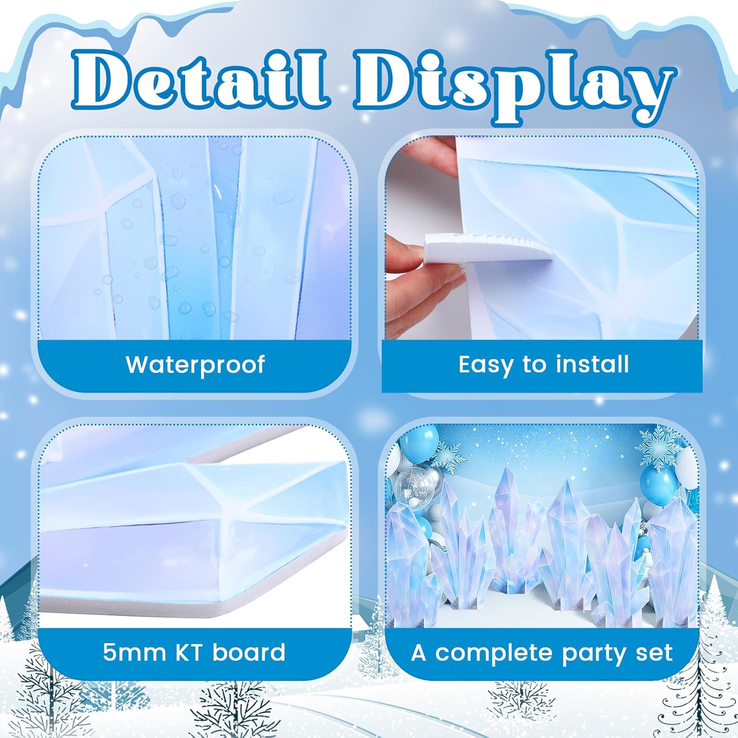 Novabright 6 Pcs Icicle Style Standees Standup Cutout Backdrop Photo Props Theme Party Decorations for Birthday Party Supplies Baby Shower Classroom Halloween Decor(White)