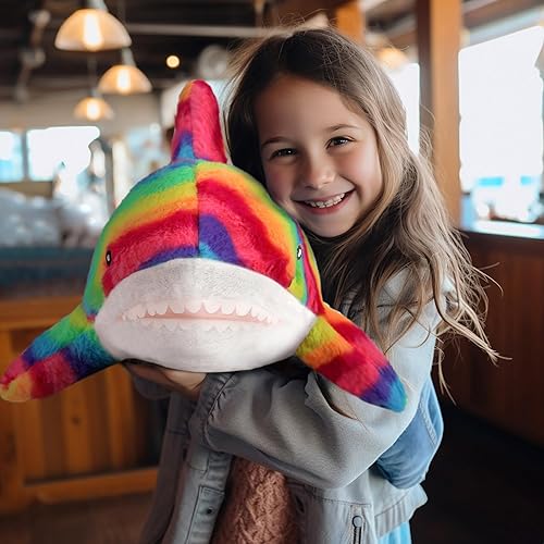 Miniatura 5 de MUPI Almohada de peluche de tiburón de 17 pulgadas, almohada de tiburón de peluche de tiburón, tiburón de juguete, tiburón oceánico, peluche grande,