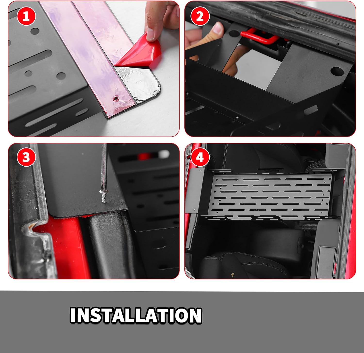 Jimen Fit for Jeep Wrangler JK & Unlimited 2007-2018, Overhead Molle Panel Roof Rack Cargo Storage Shelf