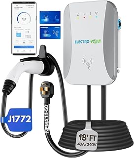 Level 2 EV Charger - 10 KW, Adjustable 40Amp, 240V, NEMA 14-50 Plug, IP65 Indoor/Outdoor Electric Car Wall Charging Station- FCC Certified EV Charger Level 2 & 18-Ft Premium Cable & Smart APP Control