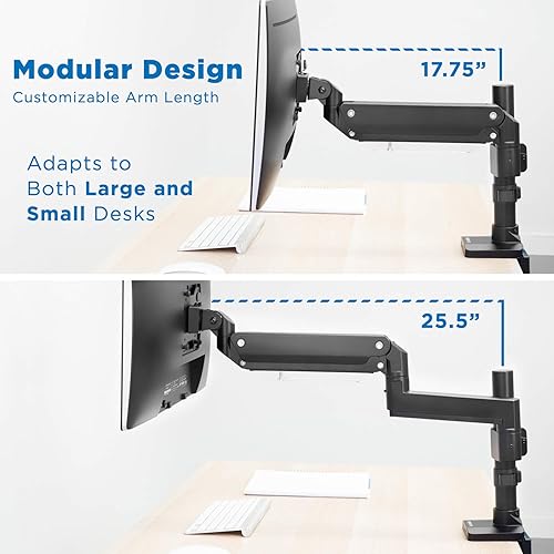 Miniatura 7 de Mount-It! Soporte de escritorio para monitor ultraancho, soporte de monitor único para monitores pesados de hasta 35 pulgadas y 33 libras,