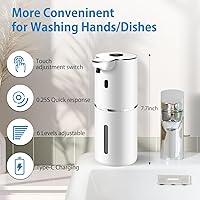 Vista 2 de Automatic Foaming Soap Dispenser 12.8oz, Rechargeable & 6 Levels Foaming Adjustable with Digital Display, Wall Mount, Waterproof, Touchless