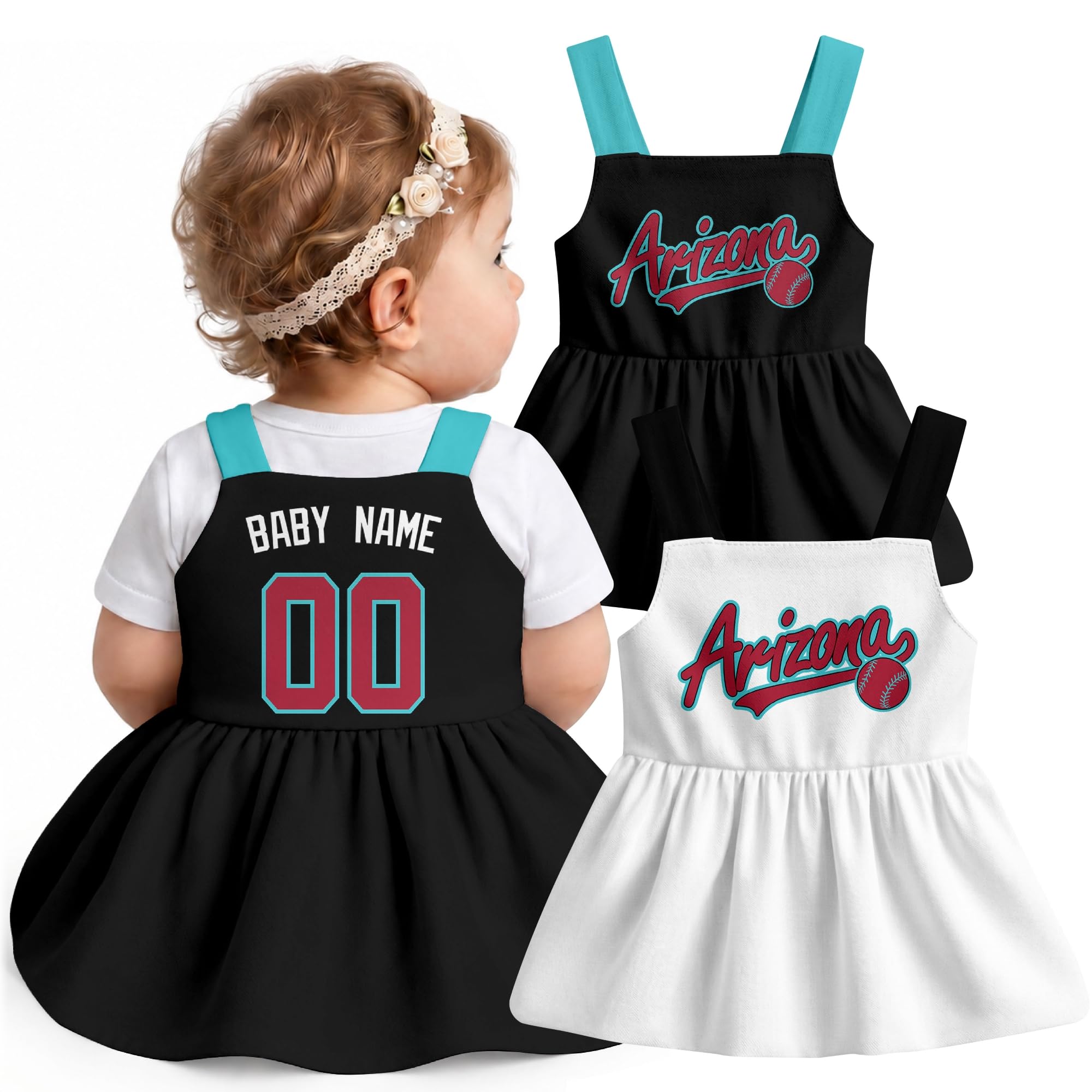 KREDE Baby Girl Clothes Custom Baby Strap Dress with Number Name for Baby Girl Gifts