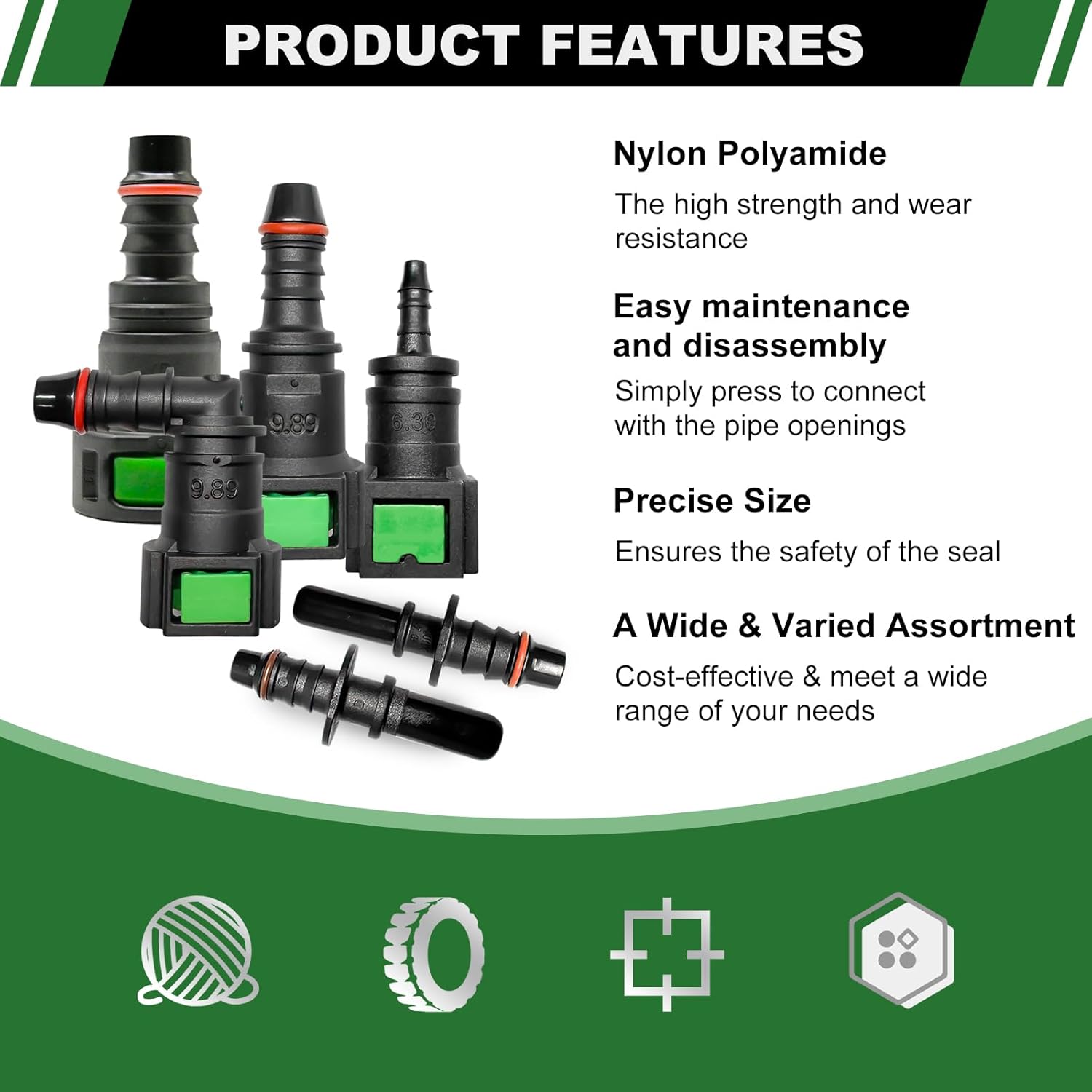 36pcs Fuel Line Quick Connect Assortment Kit, 13 Sizes Fuel Line Repair Kit Straight Elbow Pipe Connector Fittings SAE 6.3mm to 11.8mm