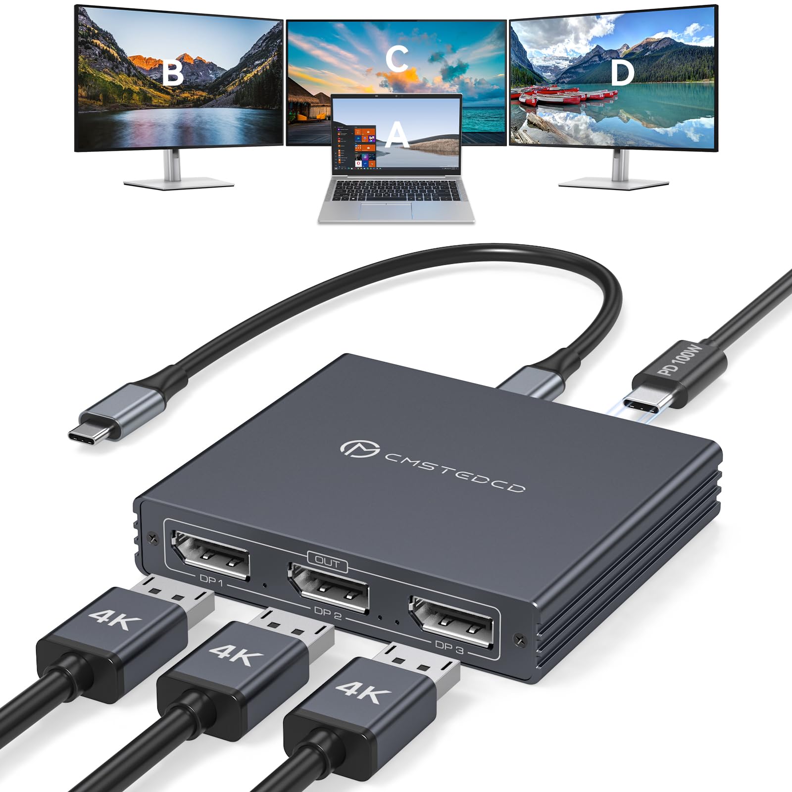 Amazon.co.jp: USB C - ディスプレイポートスプリッター 3モニター