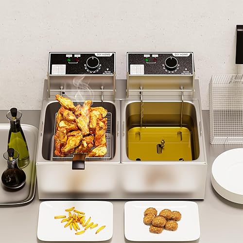 Miniatura 2 de Freidora de 20.7 cuartos de galón, freidora eléctrica de encimera de 3400 W con 2 bandejas extraíbles de 6.35 cuartos de galón, freidora comercial