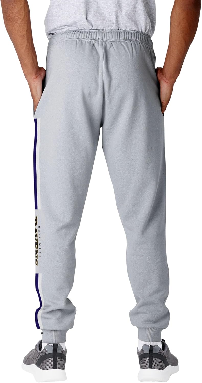 FOCO NFL Men's Officially Licensed Heathered Gray Primary Logo Wordmark Team Stripe Football Sweatpants Joggers Pants - Image 2