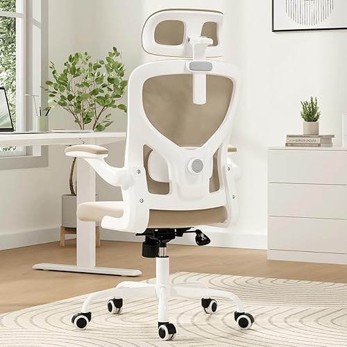 Soohow Silla de oficina ergonómica, silla de escritorio de malla de oficina con reposabrazos de soporte lumbar ajustables, cómoda silla de