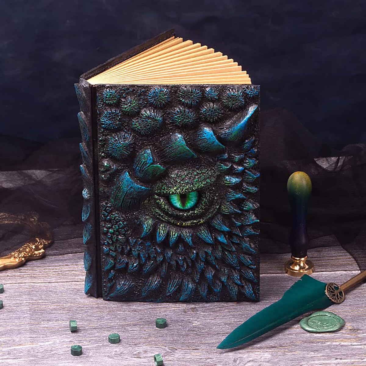 3D-Notizbuch mit Drachenaugen-Prägung, Kunstharz-Gravur, DND-Notizbuch für Drachenliebhaber, 100 Blatt, blanko, Hardcover, Reise-Notizblock zum Schreiben, Skizzenbuch, Halloween-Geschenksammlung,