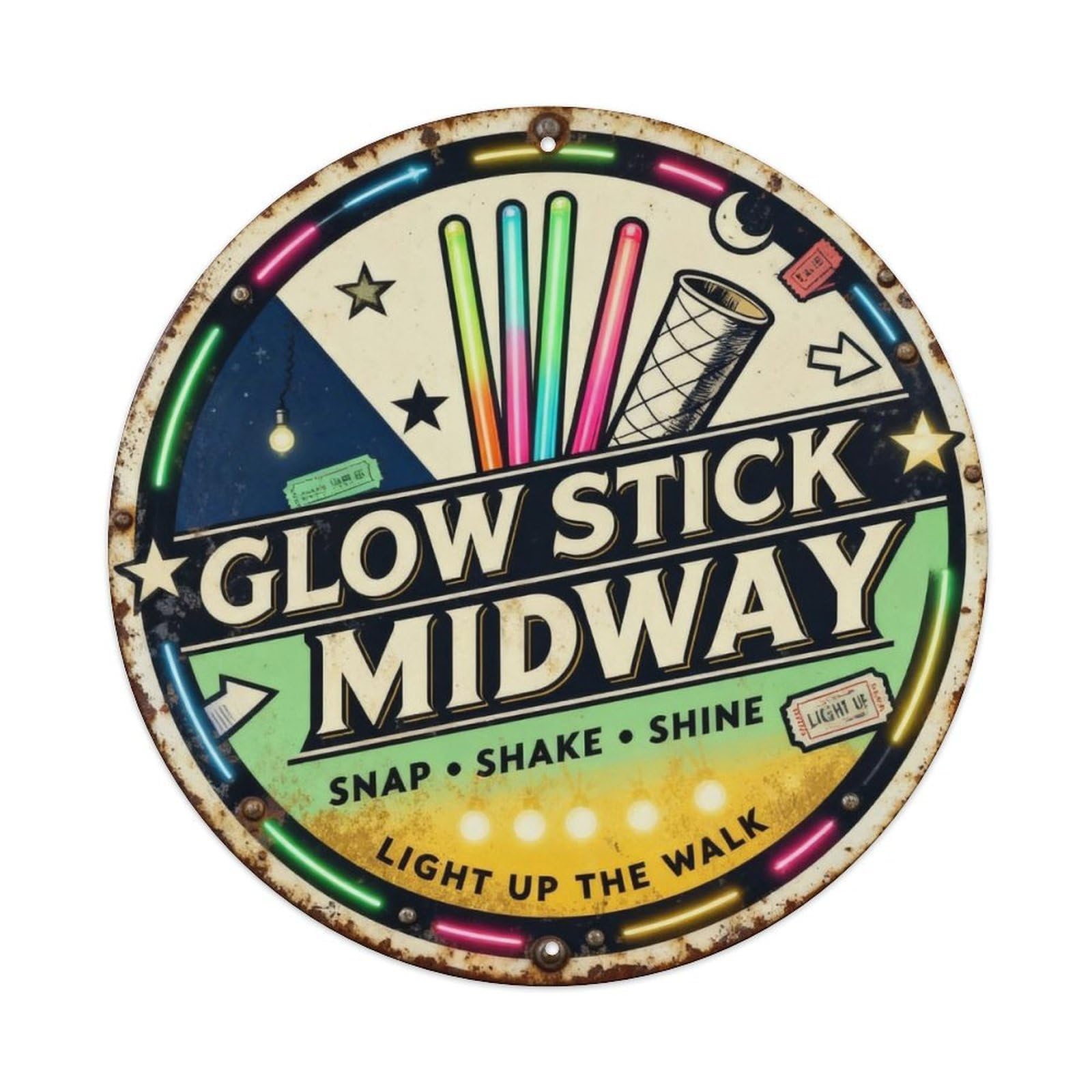 Glow Stick Midway Sign Metal Tin Sign Plaque