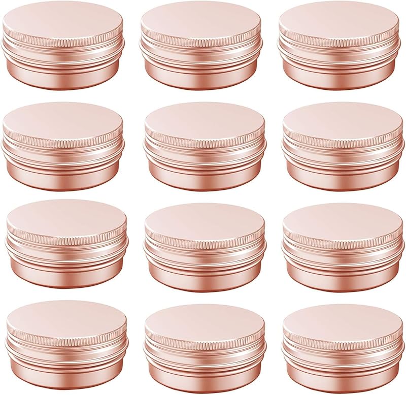 BallHull Frascos redondos de alumínio com tampa de rosca Rose gold, 12 unidades