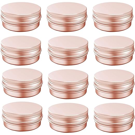 4 oz Aluminum Tin Jar with Screw Cap Refillable Container for Cosmetic, Lip Balm, Cream, Rose Gold 20 Pcs.
