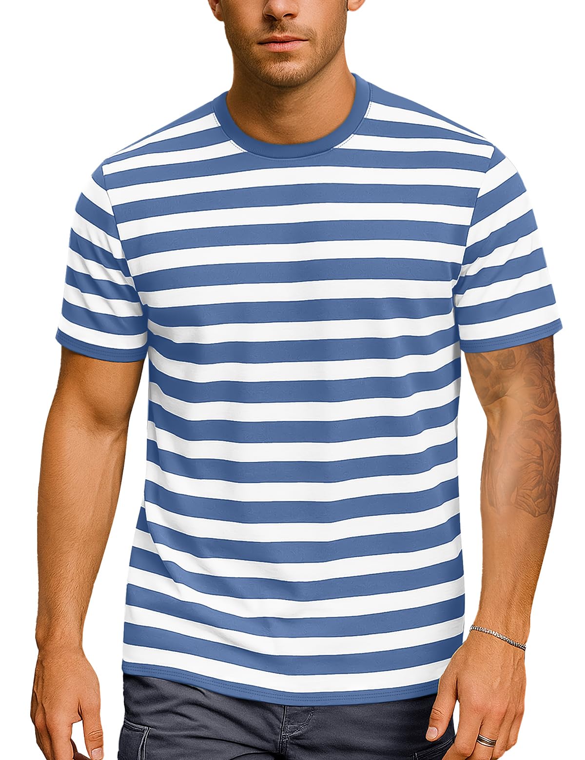 Mens Striped Shirt Short Sleeve T-Shirts