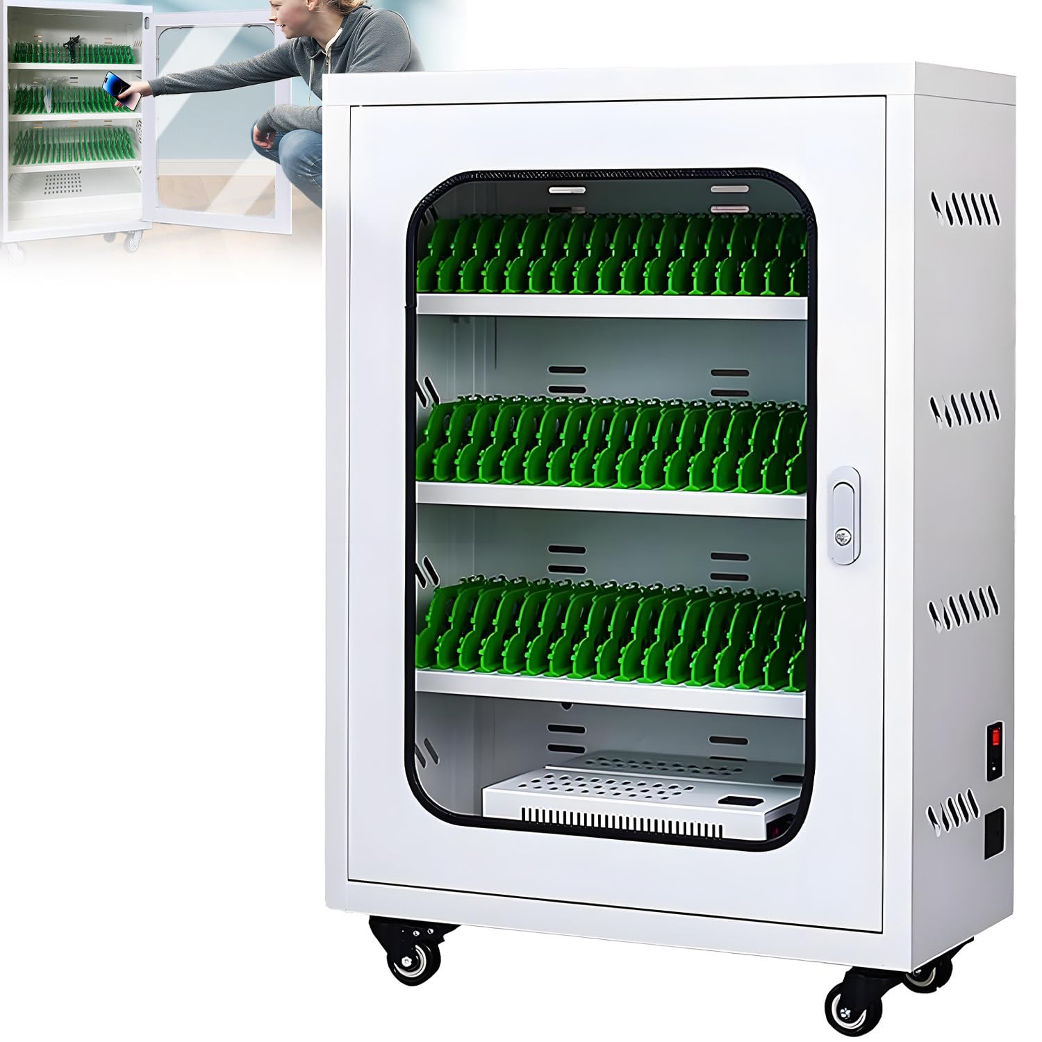 UORDBY Portable Cellphone Charging Locker，12-60Slots Cellphone Charging Station, Cellphone Usb Charging Station Lockers, Compatible with Various Mobile Phone Models 50slots