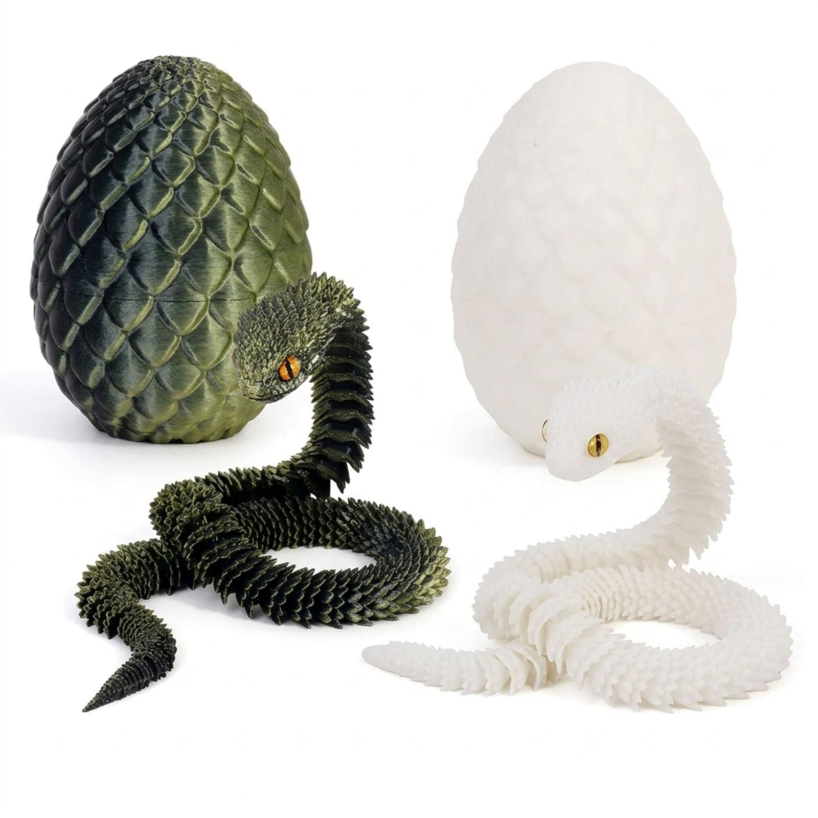 suction 2 PCS 3D Printed Snake, Articulated Animal Figurine, Home & Office Decor Display, Collectible Ornament, Black Gold and Glow in Dark Set