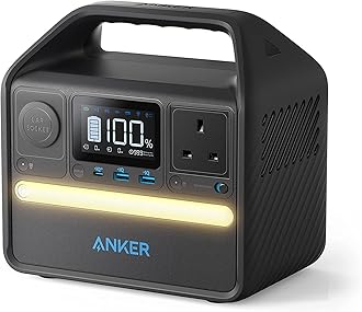 Anker Portable Power Station 256Wh, 521 Portable Generator, 200W 5-Port Outdoor Generator with 1 AC Outlets, 60W USB-C PD Output, LiFePo4 Battery Pack, LED Light For Camping, RV, Power Outage and More