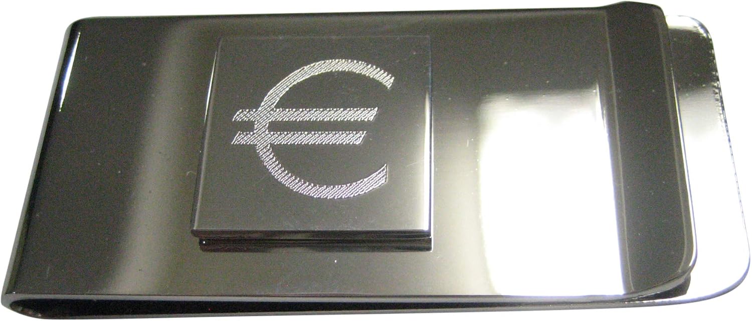 Kiola Designs Silver Toned Etched Euro Currency Sign Money Clip
