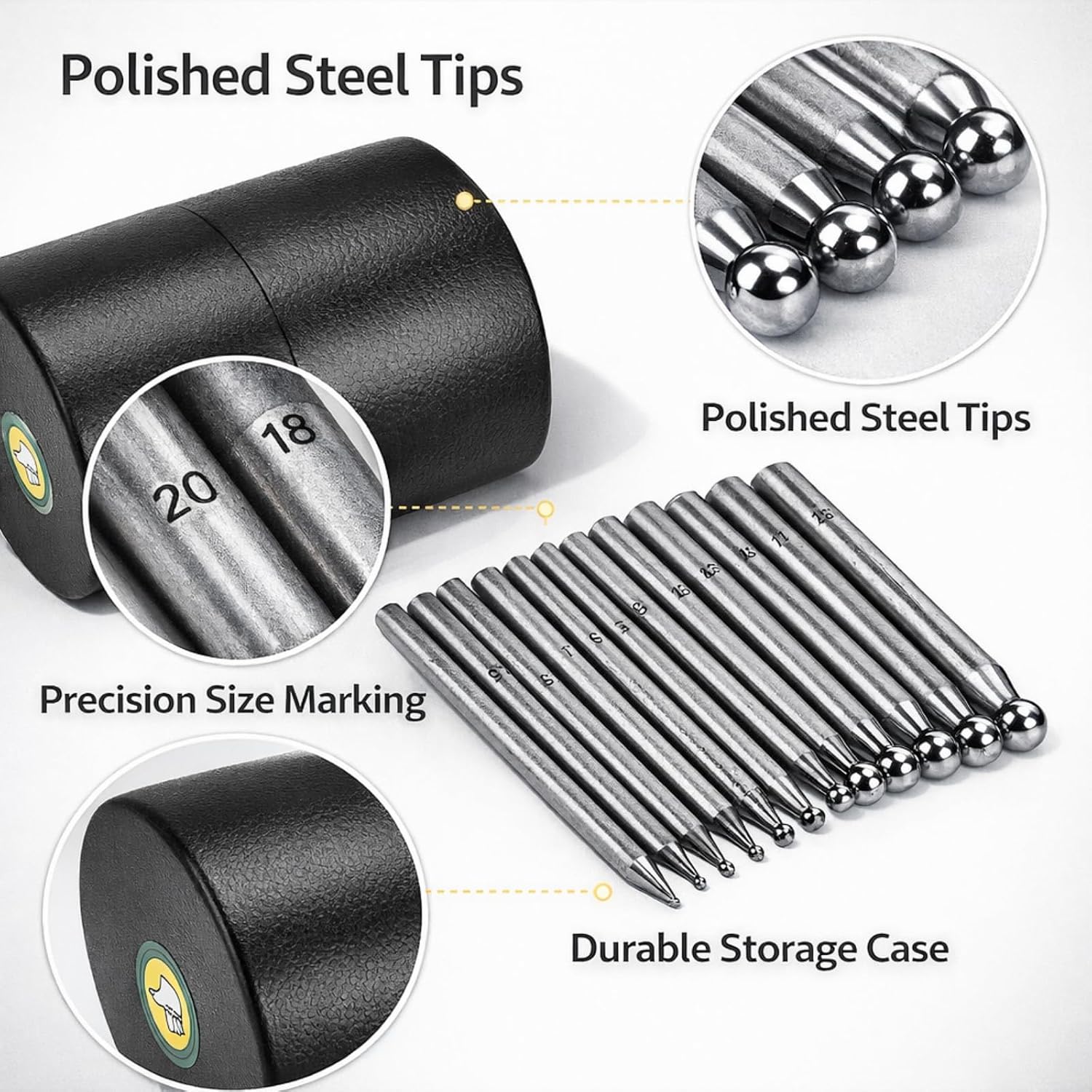 Dapping Block Punch Set 17 Pcs Metal Forming Tool Kit for Jewelry