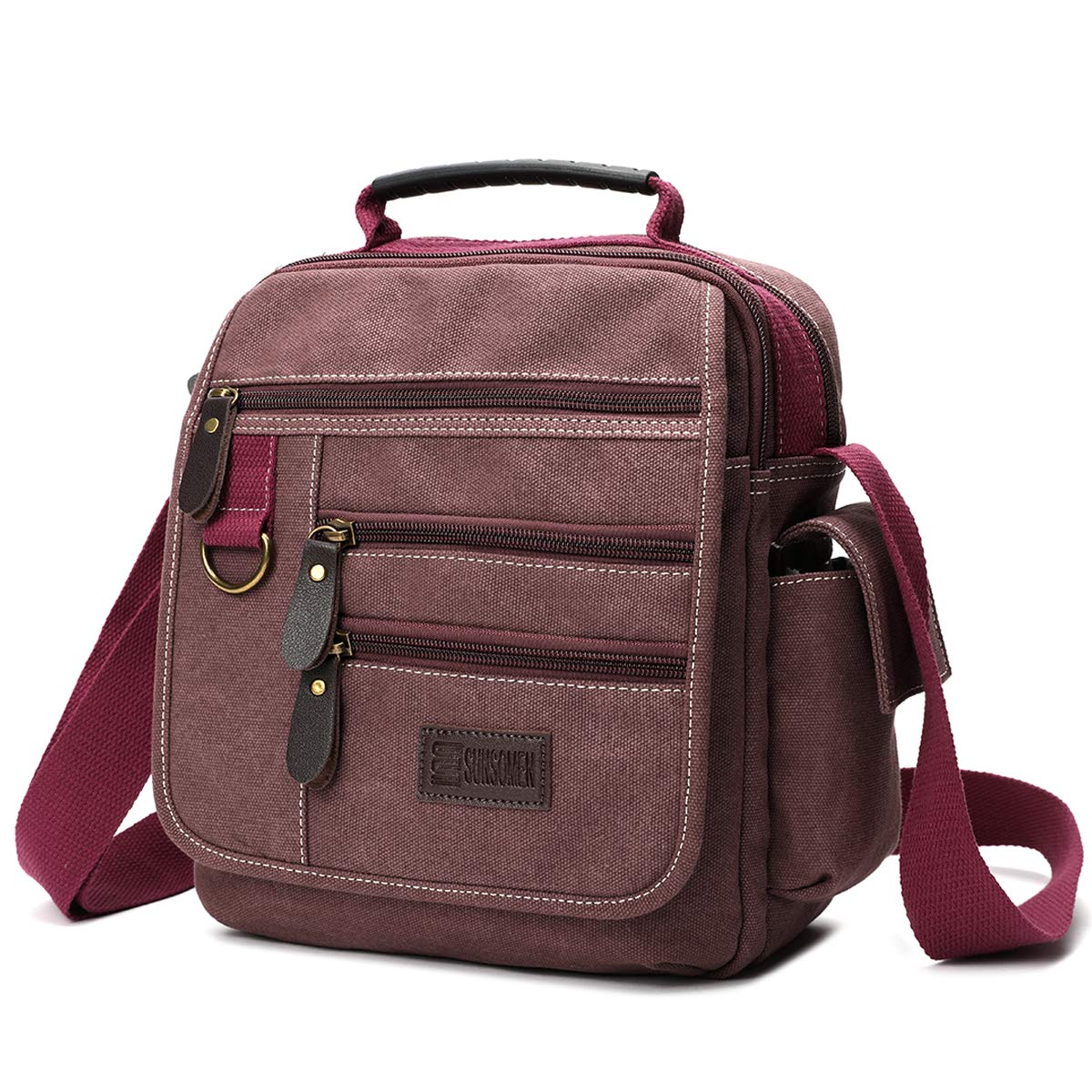 Mens bag Canvas Shoulder Bag Small Messenger Crossbody Bag Work Bag Vintage Multi-function