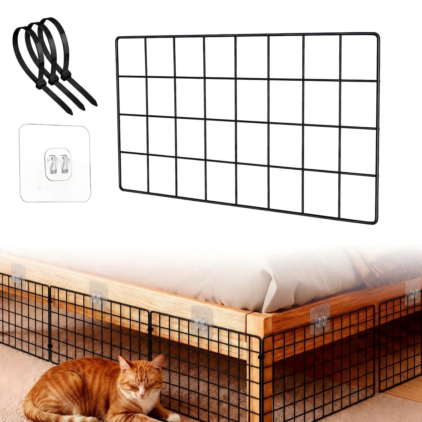 Sliner 12 Pack Black Under Bed Blocker for Pets Metal Under Couch Blocker 16" L x 7.9" H Sofa Couch Barriers for Dogs Pets Cats Toys Items with 49 Accessories