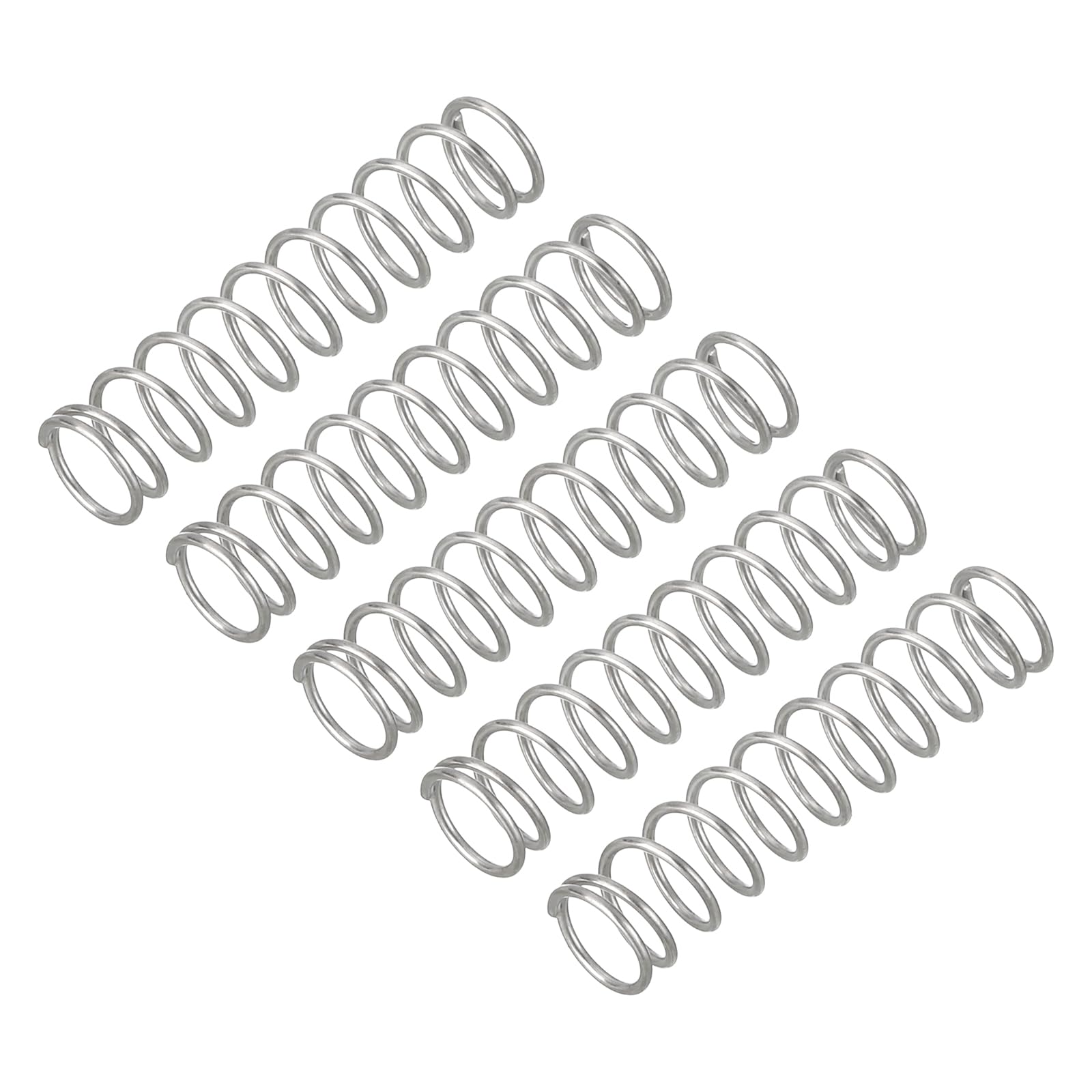QUARKZMAN 5 sztuk sprężyn naciskowych, 0,5 x 5 x 20 mm, sprężyny naciskowe, sprężyna naciągowa, sprężyna spiralna, sprężyna spiralna, sprężyna stalowa 304, kolor srebrny