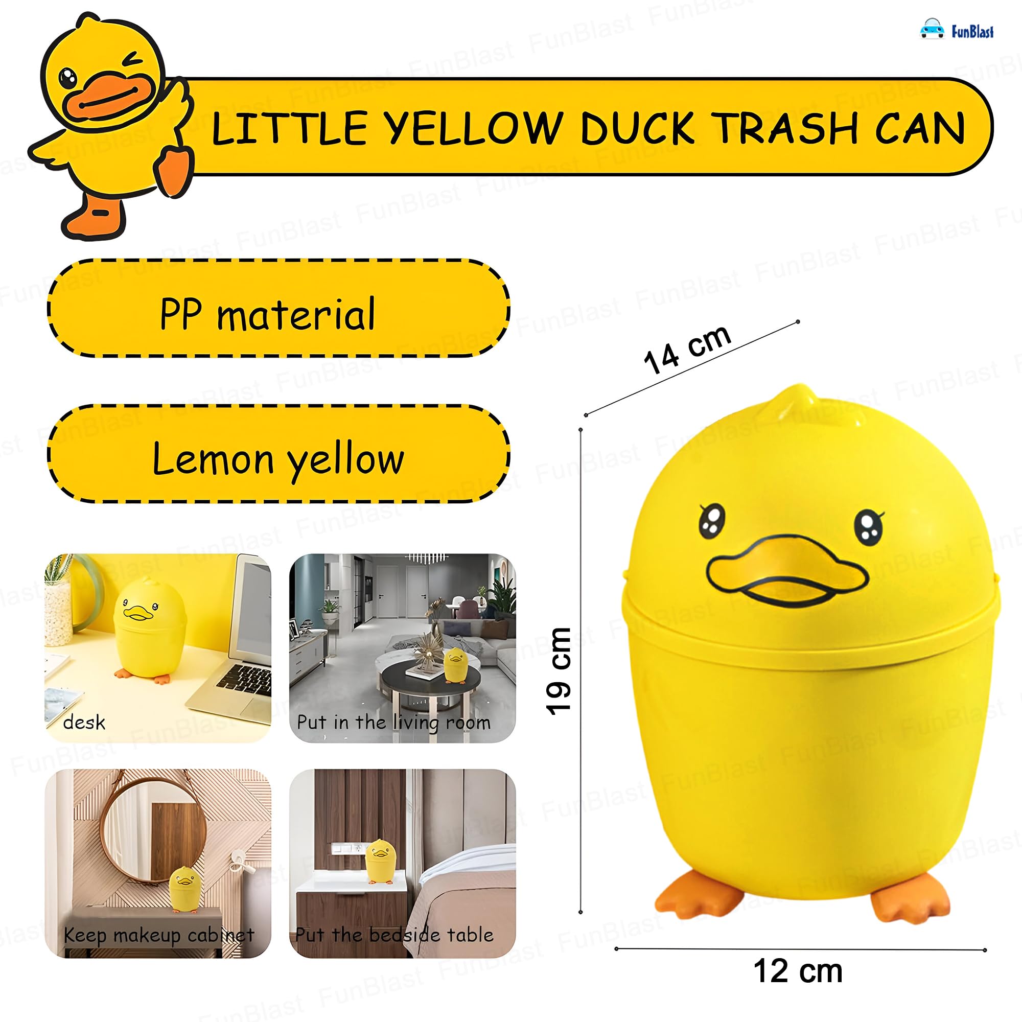 FunBlast Mini Desktop Dustbin - Swing Lid Trash Can -2