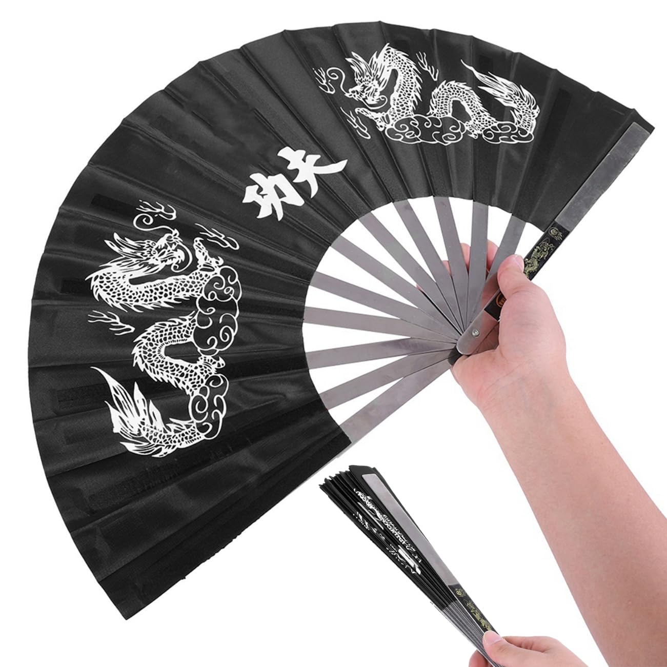 Abanico Tai Chi Soporte Acero Inoxidable Abanico Nailon Abanico Tai Chi Estilo Tradicional Chino Artes Marciales Rendimiento Abanico Tai Chi