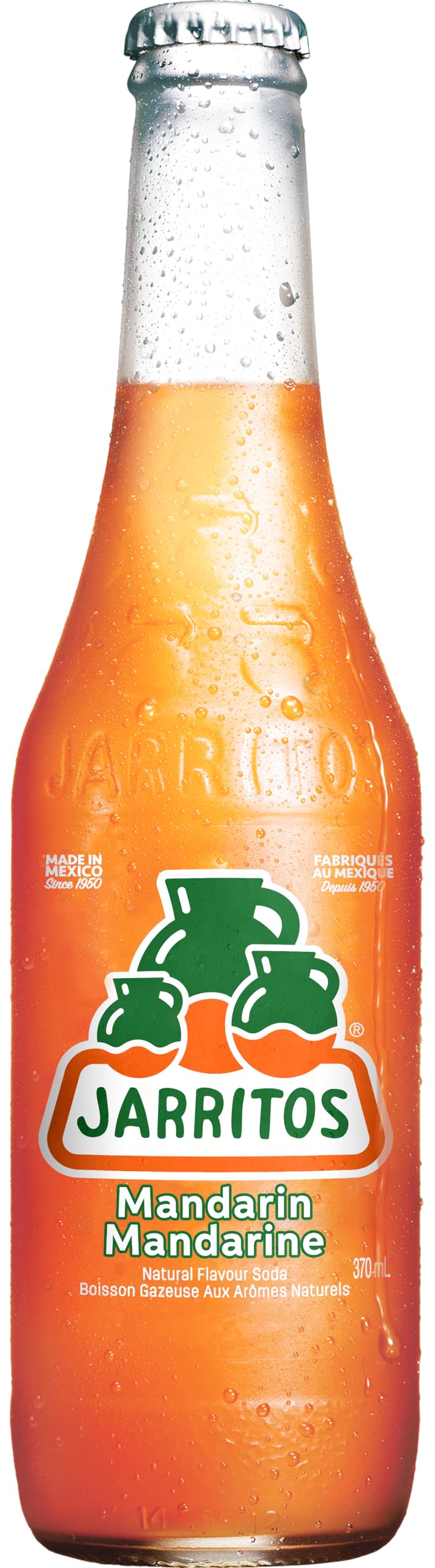Jarritos mexikanische Limo - natürlicher Geschmack, Mandarine 0,37l - Glas (24er Karton)