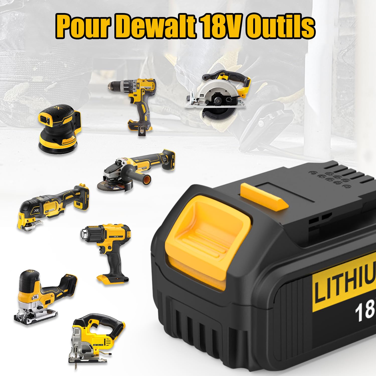 Energup 2 Pièces 18V 5.0Ah Batterie avec Chargeur pour Dewalt Batterie 18V | Compatible avec DCB184 DCB183 DCB182 DCB180 DCB181 DCB205 et Chargeur DCB112 DCB115