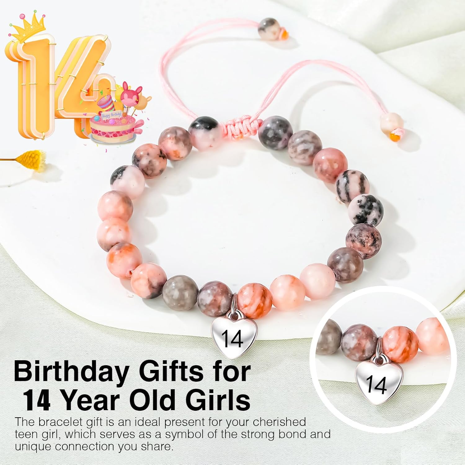 Chuchoter To My Daughter/Granddaughter/Niece Bracelet,Sweet Heart Natural Stone Beaded Bracelet For girl,Birthday Christmas Valentines Graduation Gifts for girl - Image 2