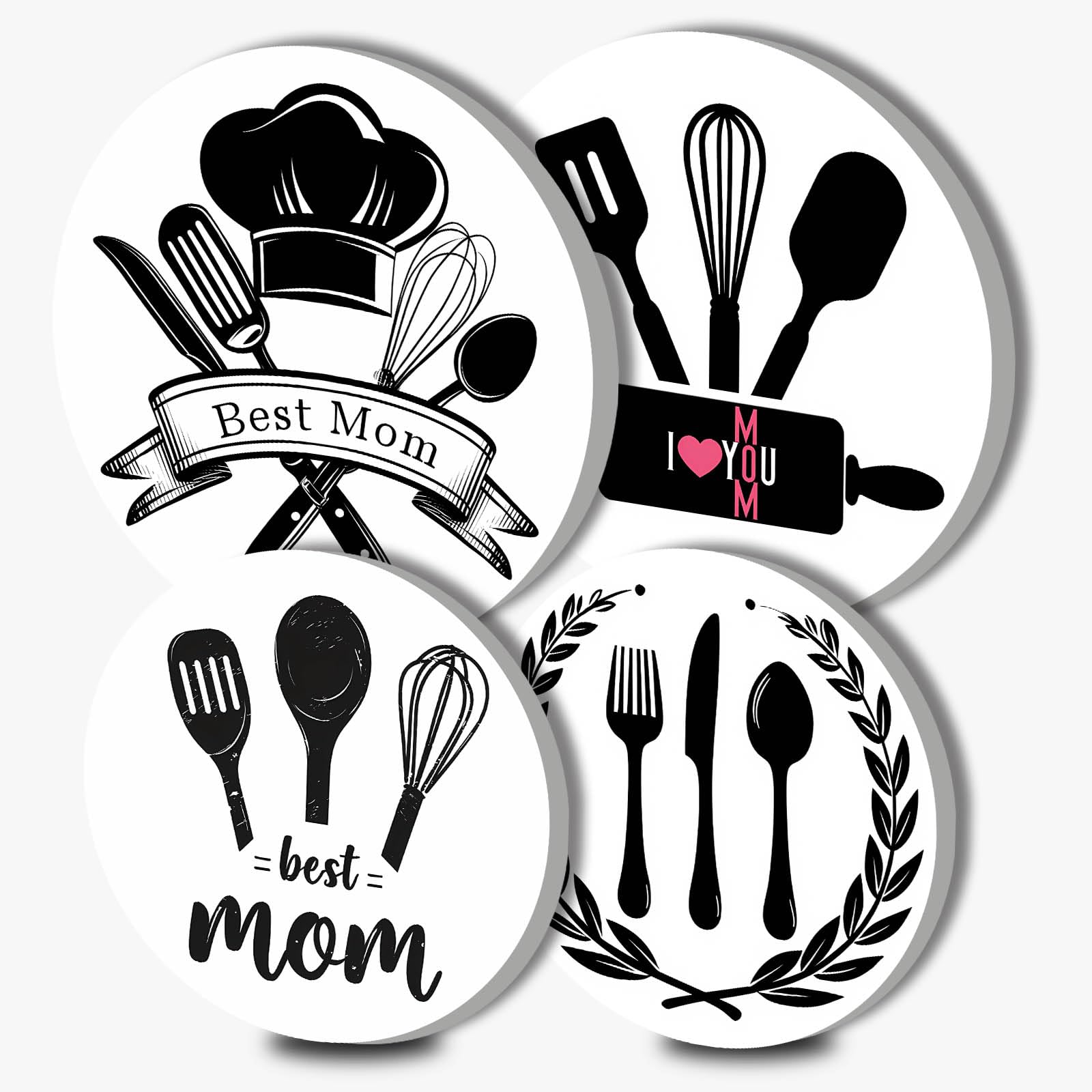 Kitchen Art Electric Stove Burner Covers,4 Pcs Cookware Round Stove Burner Covers,Mother's Day Stove Burner Cover,8 Inch and 10 Inch Dining Room Cooktop Home Decorative